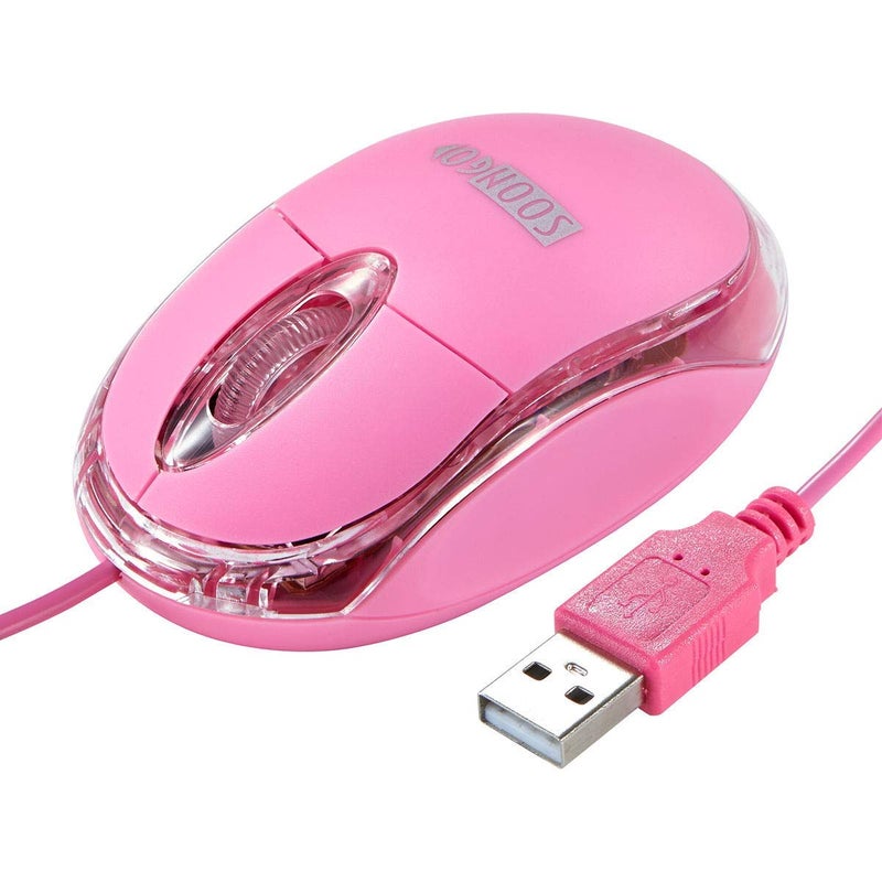 SOON GO Kids Mouse 2 Pack [Pink Blue] for Laptop Mini USB Optical Wired Mice fit for Kids Girls Lady use Compatible with Computer Laptop PC Desktop Windows 7/8/10/XP Vista and Mac - Image 2